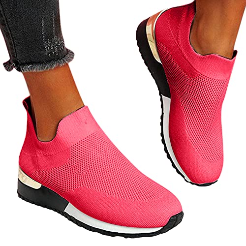 Sneaker Damen Schwarz Elegant Mesh Spitze Slip On Schuhe Fußballschuhe Laufschuhe Leichtgewichts Atmungsaktiv Frauen Joggingschuhe Sneakers Plateau Casual Große Größe Für Sporthalle Outdoor Jogging von MeiLyviba