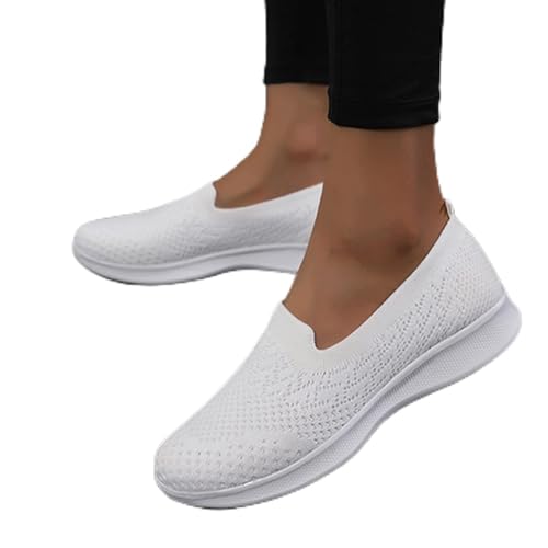 Sneaker Damen Schwarz Elegant Mesh Spitze Slip On Schuhe Fußballschuhe Laufschuhe Leichtgewichts Atmungsaktiv Frauen Joggingschuhe Sneakers Plateau Casual Große Größe Für Sporthalle Outdoor Jogging von MeiLyviba