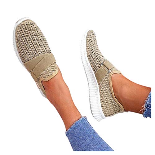 Sneaker Damen Schwarz Elegant Mesh Spitze Slip On Schuhe Fußballschuhe Laufschuhe Leichtgewichts Atmungsaktiv Frauen Joggingschuhe Sneakers Plateau Casual Große Größe Für Sporthalle Outdoor Jogging von MeiLyviba