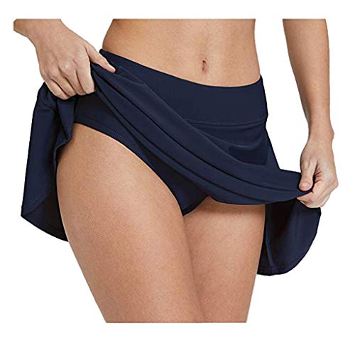 Meilily Damen Baderock Bikini Rock mit integrierter Innenslip Tasche Bikinirock Bikinihose Badeshorts, Hosenrock Sommer Schwimmrock Wassersport Hose High Waist Shorts Slips Strand Badehose Strandrock von Meilily