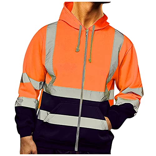 Meilily Herren Kapuzen-Sweatshirt Langärmelig für Herren Arbeit Reflektierend Fahrradjacke Sicherheits-Jacke Arbeitskleidung Reflektierendes Band Kapuzenpullover Meilily Herren Kapuzen-Sweatshirt Langärmelig für Herren Arbeit Reflektierend Fahrradjacke Sicherheits-Jacke Arbeitskleidung Reflektierendes Band Kapuzenpullover von Meilily