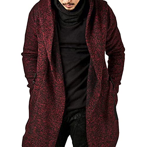 Meilily Herren Strickjacke Jacke mit Kapuze Warm Übergangsjacke Cardigan Wintermantel Grobstrickjacke Lang Cardigan Männer Strickjacke Herren Sweatshirt Strickmantel Kapuzenjacke mit Tasche von Meilily