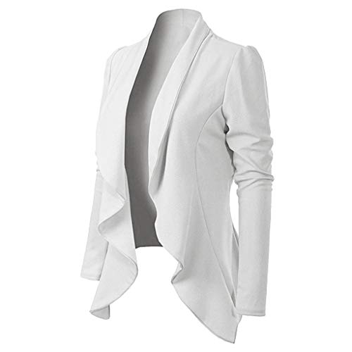 Meilily Short Blazer Anzugjacke Damen Langärmlig Schößchen Rüschen Jacke Blazer Top Kragen Enganliegend lose Schmal usiness Hochzeit Party Smoking Sakko von Meilily