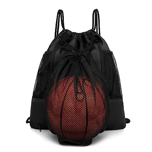 Basketball-Turnbeutel, Sport, faltbar, Fußball-Schultertaschen, Jungen, Mädchen, Kordelzug-Rucksack mit doppelseitigen Netztaschen von Meiliyizu