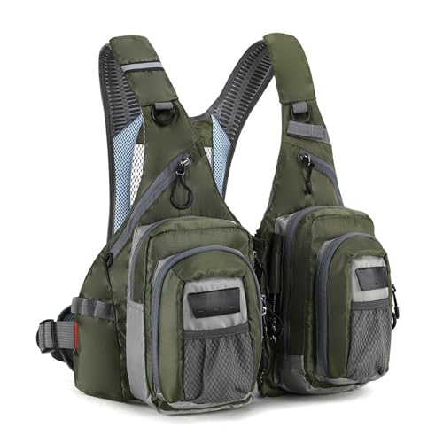 Meiliyizu Bequeme, verstellbare Angelweste mit mehreren Taschen, Brusttasche, Angelausrüstung, Rucksack, Angelausrüstung von Meiliyizu