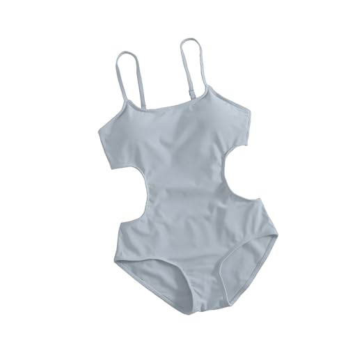 Meiliyizu Einteiliger Badeanzug für Damen, quadratischer Ausschnitt, Bauchkontrolle, Monokini, hoher Schnitt von Meiliyizu