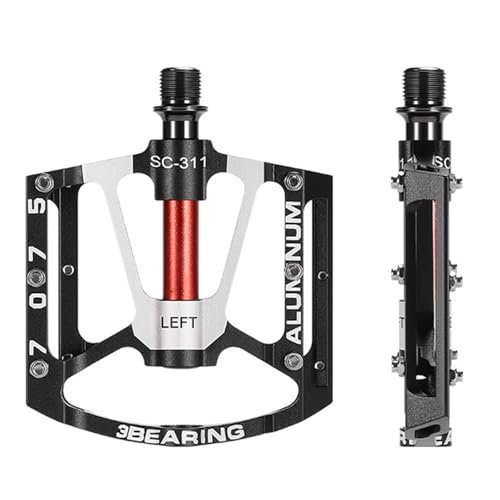 Rutschfeste Rennradpedale aus Aluminiumlegierung, Mountainbike-Pedale, 3 Kugellager, breite, flache Fahrradpedale von Meiliyizu