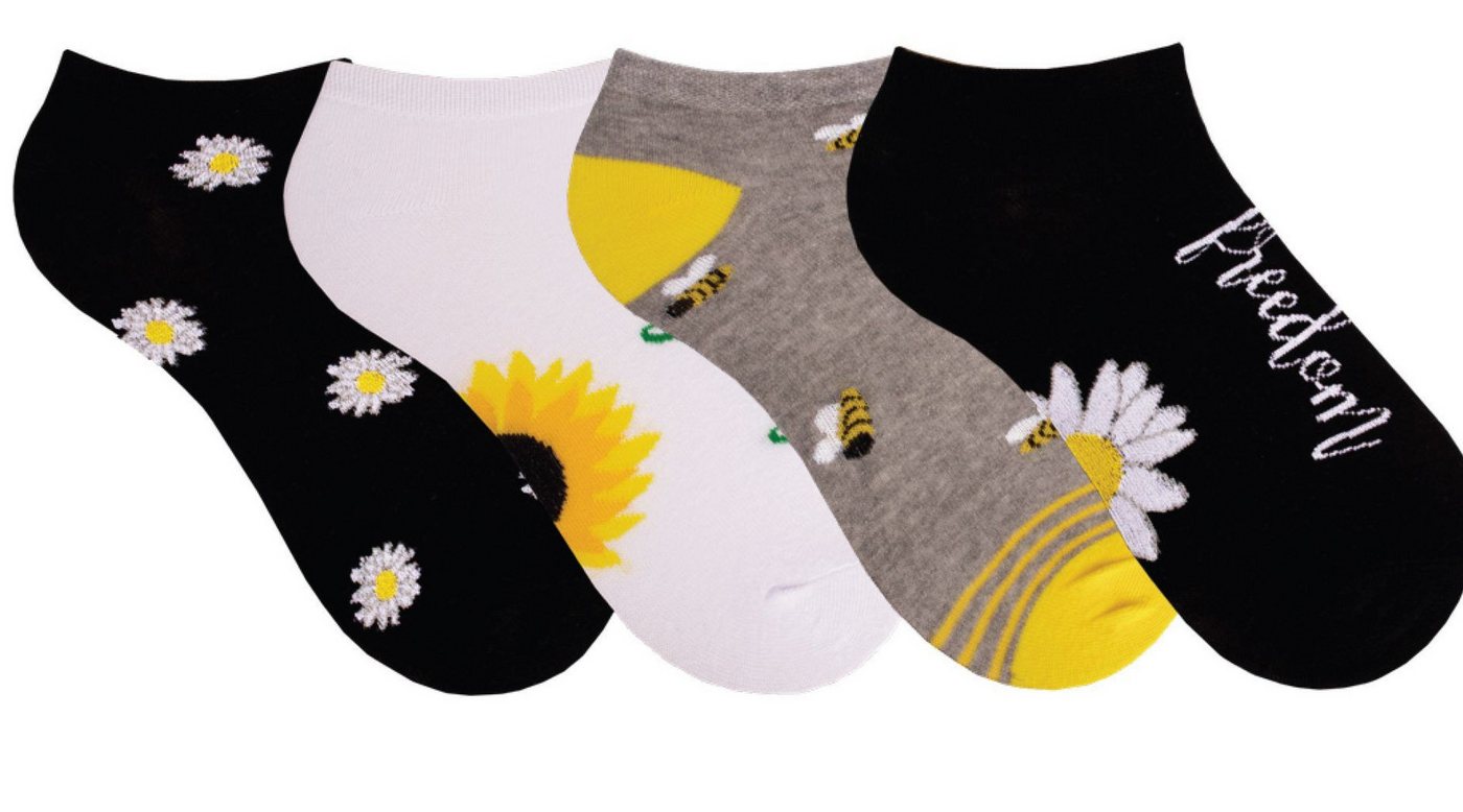 Mein Style Sneakersocken Sneaker Socken Mein Style Sonnenblume Biene (4-Paar) von Mein Style