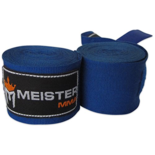 Meister Handbandagen für Boxen und Kampfsport, 4,5 m, elastisch, aus Baumwolle, 1 Paar, damen Mädchen Jungen Herren, blau, 180" x 2" (Pair) von Meister