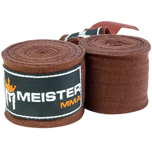 Meister Handbandagen für Boxen und Kampfsport, 4,5 m, elastisch, aus Baumwolle, 1 Paar, unisex, braun, 180" Adult Length von Meister