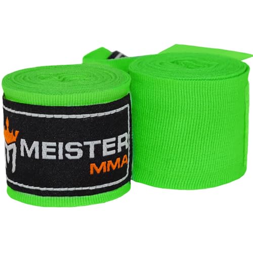 Meister Junior 274cm elastische Handbandagen für MMA & Boxen, 1 Paar - Neongrün von Meister