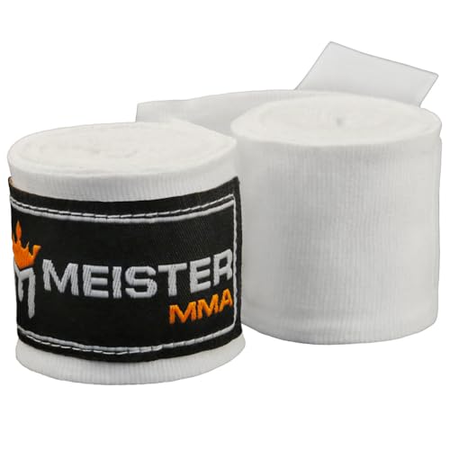 Meister Junior 274cm elastische Handbandagen für MMA & Boxen, 1 Paar – Weiß von Meister