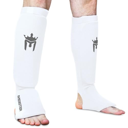 Meister MMA Gepolsterte Schienbeinschützer Elastisches Gewebe 1 Paar - Weiß L/XL Meister MMA Gepolsterte Schienbeinschützer Elastisches Gewebe 1 Paar - Weiß L/XL von Meister