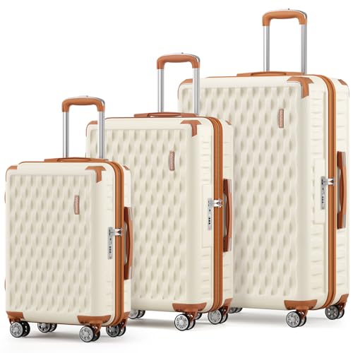 Melalenia Kofferset 3 Teilig Hartschale Leicht Reisekoffer von Trolley Handgepäck Sets mit TSA Schloss und 4 Rollen Weiß Melalenia Kofferset 3 Teilig Hartschale Leicht Reisekoffer von Trolley Handgepäck Sets mit TSA Schloss und 4 Rollen Weiß von Melalenia