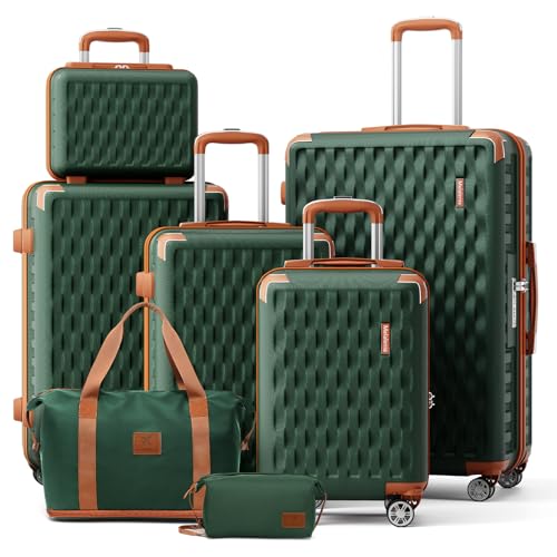 Melalenia Kofferset 7tlg Hartschale Leicht mit 4 Rollen und TSA-Schloss Der Gepäcksets Enthält 1 Kosmetikkoffer 1 Reisetasche und 1 Kulturbeutel Grün Melalenia Kofferset 7tlg Hartschale Leicht mit 4 Rollen und TSA-Schloss Der Gepäcksets Enthält 1 Kosmetikkoffer 1 Reisetasche und 1 Kulturbeutel Grün von Melalenia