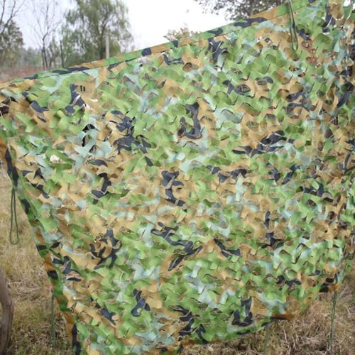 Camouflage Netz für Garten Sonnenschutz, Leichtes Tarnung Net für Armee Bundeswehr Jagd, Militär Tarnnetz Camping, Autoabdeckung, Dekoration 4x4.0m 4x5m 4x6m 4x7m 4x8m(Size:2x7m) von Meliei