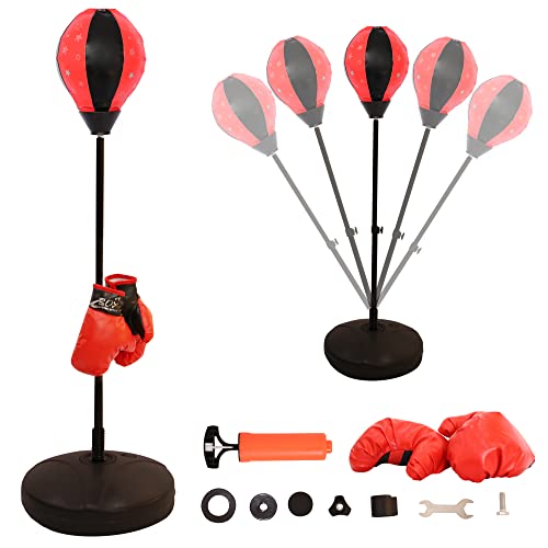 Melko Standboxsack Punchingball Punching Training mit Boxhandschuhe, verstellbar, Rot Silber Schwarz, Ball Ø24 cm Melko Standboxsack Punchingball Punching Training mit Boxhandschuhe, verstellbar, Rot Silber Schwarz, Ball Ø24 cm von Melko