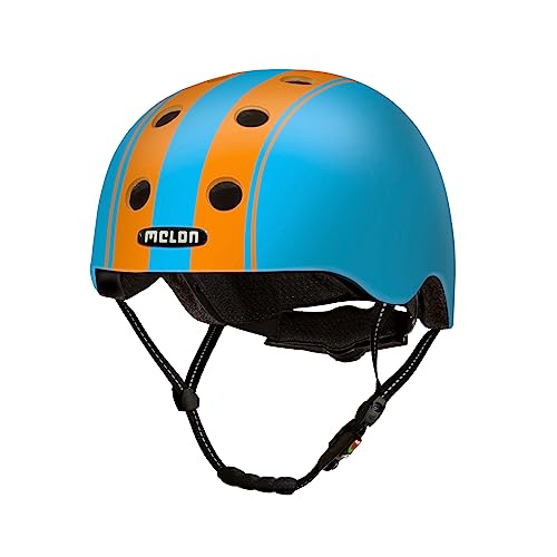 Melon Fahrradhelm »Double Orange Blue« für Damen, Herren und Kinder | Leichter & sicherer urbaner Cityhelm mit Magnetverschluss, individuell anpassbar in blau, orange | Größe M-L (52-58 cm) von Melon