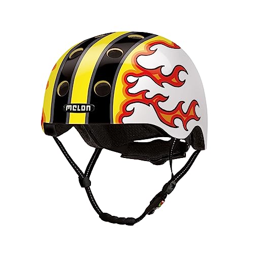 Melon Fahrradhelm »Fired Up« für Damen, Herren und Kinder | Leichter & sicherer urbaner Cityhelm mit Magnetverschluss, individuell anpassbar in bunt mit Flammen | Größe XXS-S (46–52cm) Melon Fahrradhelm »Fired Up« für Damen, Herren und Kinder | Leichter & sicherer urbaner Cityhelm mit Magnetverschluss, individuell anpassbar in bunt mit Flammen | Größe XXS-S (46–52cm) von Melon