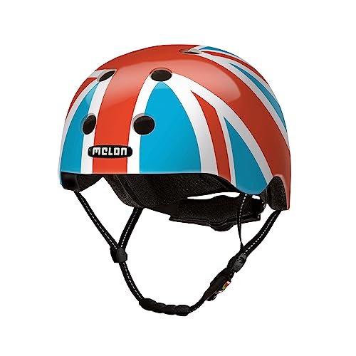 Melon Fahrradhelm »Union Jack Summer Sky« für Damen, Herren und Kinder | Leichter & sicherer urbaner Cityhelm mit Magnetverschluss, individuell anpassbar in blau, rot | Größe XXS-S (46-52 cm) … von Melon