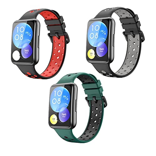 3 Stück Sport Armband für Huawei Watch Fit 2, Weiche Silikon Ersatz Armband Kompatibel mit Huawei Watch Fit 2 für Männer und Frauen (15) von Menglo