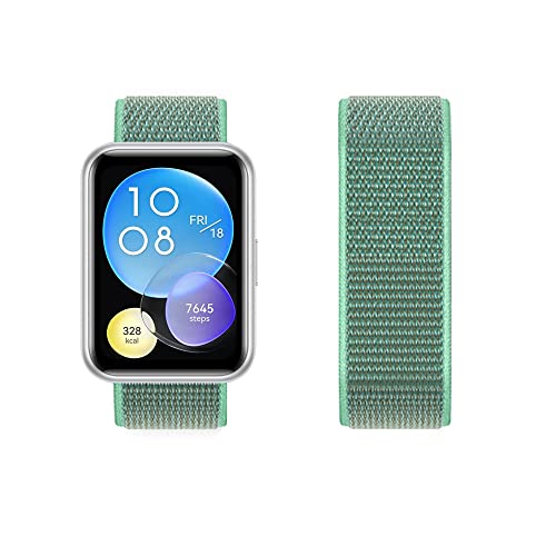 Kompatibel mit Huawei Watch Fit 2 Armband Nylon Sport Loop Uhrenarmbänder für Huawei Watch Fit 2 Fabric Stoff Verstellbares Atmungsaktives Ersatzarmband für Huawei Watch Fit 2 (Pflanze grün,fit2) von Menglo