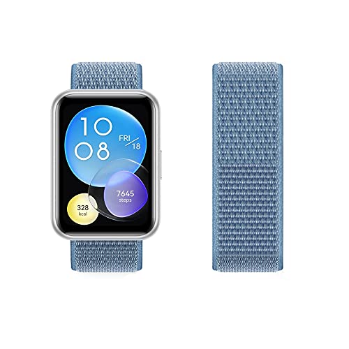 Kompatibel mit Huawei Watch Fit 2 Armband Nylon Sport Loop Uhrenarmbänder für Huawei Watch Fit 2 Fabric Stoff Verstellbares Atmungsaktives Ersatzarmband für Huawei Watch Fit 2 (blau,fit2) von Menglo