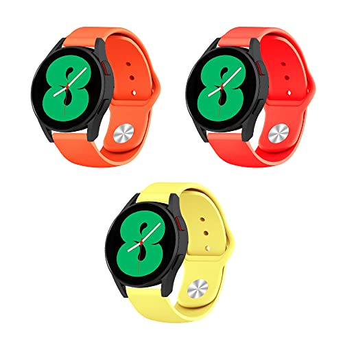 Silikon Armband kompatibel mit Galaxy Watch 4 40mm/44mm Sport Uhrenarmband 3 Stück Silikon Ersatzarmband für Galaxy Watch 4 Ersatzband 20mm Silikonarmband (orange rot gelb,20mm) von Menglo