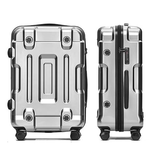 Meoky Aluminiumkoffer leichter Handgepäckkoffer großer 4 Räder Kabinenkoffer Handgepäck,Zipper,Silver 24 in von Meoky