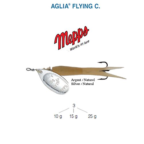 Mepps AGLIA Flying C 10g 15g 25g 5 Farben, Forelle Lachs BROCHET Bar (natur-silber, 10g) von Mepps