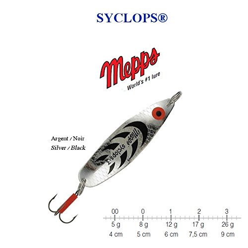 Mepps Syclops, große Auswahl an Gewichten und Farben, silber / schwarz, 00 / 5 g / 4 cm von Mepps