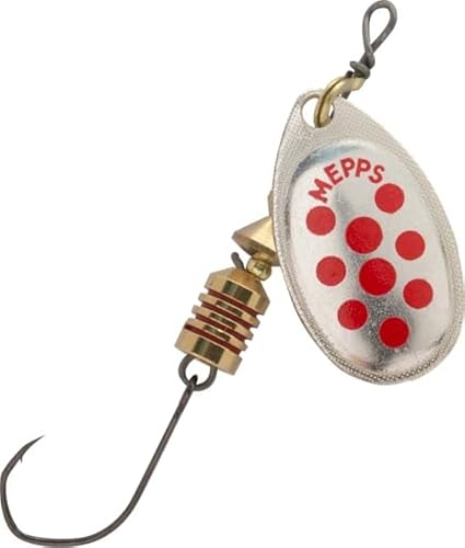 Mepps Aglia Einzelhaken Nr. 2 – 4,5 g – Silber mit roten Punkten Mepps Aglia Einzelhaken Nr. 2 – 4,5 g – Silber mit roten Punkten von Mepps