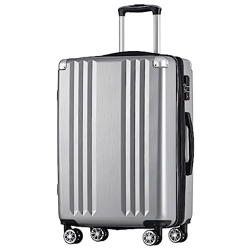 Merax Koffer Hartschalen-Koffer Trolley Rollkoffer Reisekoffer Handgepäck, TSA Zollschloss, 4 Rollen, Teleskopgriff, ABS-Material, L-66,5 * 45,5 * 28 cm, Silbergrau Merax Koffer Hartschalen-Koffer Trolley Rollkoffer Reisekoffer Handgepäck, TSA Zollschloss, 4 Rollen, Teleskopgriff, ABS-Material, L-66,5 * 45,5 * 28 cm, Silbergrau von Merax