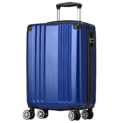 Merax Koffer Hartschalen-Koffer Trolley Rollkoffer Reisekoffer Handgepäck, TSA Zollschloss, 4 Rollen, Teleskopgriff, ABS-Material, M-56,5 * 37,5 * 22,5 cm, Dunkelblau von Merax