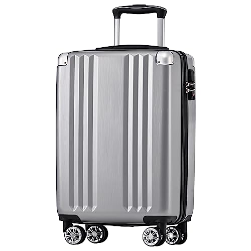 Merax Koffer Hartschalen-Koffer Trolley Rollkoffer Reisekoffer Handgepäck, TSA Zollschloss, 4 Rollen, Teleskopgriff, ABS-Material, M-56,5 * 37,5 * 22,5 cm, Silbergrau Merax Koffer Hartschalen-Koffer Trolley Rollkoffer Reisekoffer Handgepäck, TSA Zollschloss, 4 Rollen, Teleskopgriff, ABS-Material, M-56,5 * 37,5 * 22,5 cm, Silbergrau von Merax