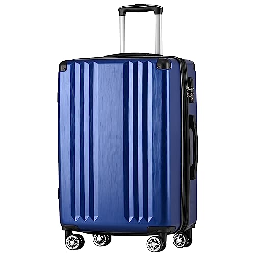 Merax Koffer Hartschalen-Koffer Trolley Rollkoffer Reisekoffer Handgepäck, TSA Zollschloss, 4 Rollen, Teleskopgriff, ABS-Material, XL-76,5 * 50,5 * 31,5 cm, Dunkelblau von Merax