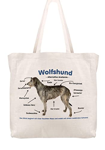 Merchandise for Fans Einkaufstasche - 38 x 48 cm x 13 cm, 24 Liter - Motiv: Alternative Anatomie Irischer Wolfshund 01 von Merchandise for Fans