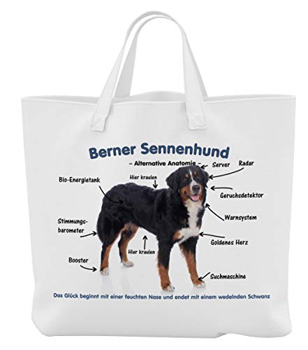Merchandise for Fans Einkaufstasche - 45 x 42 cm x 9,5 cm, 18 Liter - Motiv: Alternative Anatomie Berner Sennenhund 01 von Merchandise for Fans