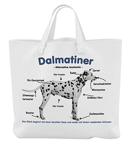 Merchandise for Fans Einkaufstasche - 45 x 42 cm x 9,5 cm, 18 Liter - Motiv: Dalmatiner Alternative Anatomie - 01 von Merchandise for Fans