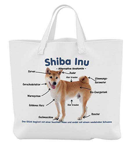 Merchandise for Fans Einkaufstasche - 45 x 42 cm x 9,5 cm, 18 Liter - Motiv: Shiba Inu Alternative Anatomie - 01 von Merchandise for Fans