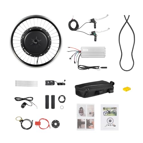 Mermajestic 20 Zoll E-Bike Umbausatz Conversion Kit, 48V 1000W E-bike umbausatz, Integrierte Controller, LCD Anzeige, Daumengashebel, Bürstenlose Steuerung, Scheibenbremse oder V-Brake (Vorderradsatz) von Mermajestic