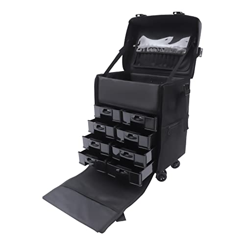 Mermajestic Beauty Case 2 In 1 Beauty Tasche, Nylon Professionelle Make Up mit 8 Schubladen und Räder, Kosmetikkoffer Pilotenkoffer Beauty Case Reisetrolley Friseurkoffer, Abnehmbarer Trolley von Mermajestic