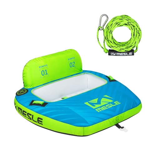 Mesle Tube Boot Bumper Set mit Leine, 2 Personen Funtube Wassersport, Wasserreifen aufblasbar, Towable Tube für Kinder & Erwachsene, Schleppring für Motorboot & Jetski, Wasserring zum Ziehen von Mesle