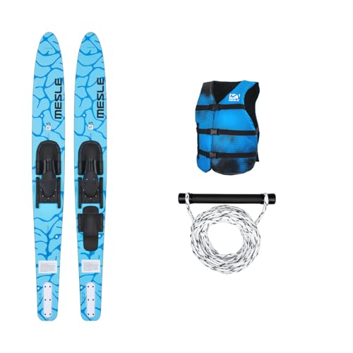 Mesle Wasser-Ski Set Strato 170 cm mit Weste Promo + Leine Set, Anfänger und Fortgeschrittene Combo-Ski Ausrüstung für Jugendliche und Erwachsene, Farben: blau, Lime, rot von Mesle