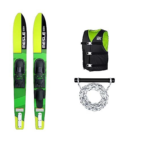 Mesle Wasser-Ski Set XPlore 157 cm mit Weste Promo + Leine Set, Anfänger und Fortgeschrittene Combo-Ski Ausrüstung für Jugendliche und Erwachsene von Mesle