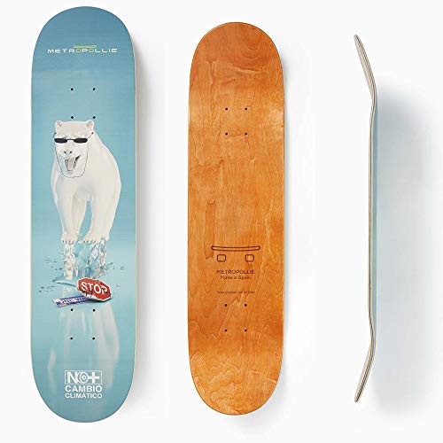 Metropollie Skateboard, Eisbär, Skateboard, für Kinder, Mädchen, Jugendliche, Erwachsene, Anfänger, 7-lagig, 100 % kanadisches Ahornholz, Hard Rock, Blau von Metropollie