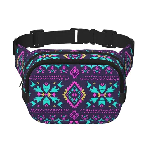 Mexpekil Bauchtasche mit Western-Aztekenmuster, Bauchtasche für Damen und Herren, wasserdicht, modisch, mit verstellbarem Riemen, Crossbody-Gürteltasche zum Laufen, Wandern, mehrfarbig, Einheitsgröße von Mexpekil