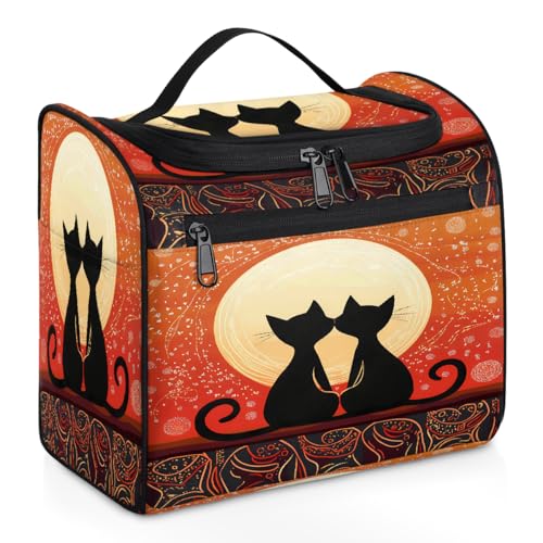 Mexpekil Kulturbeutel mit Cartoon-Motiv, ethnische Katze, zum Aufhängen, groß, wasserdicht, Make-up, Kosmetik, Kulturbeutel für Reisen, mehrfarbig, 10.2 x 6.5 x 9.2 inches, Kulturbeutel Mexpekil Kulturbeutel mit Cartoon-Motiv, ethnische Katze, zum Aufhängen, groß, wasserdicht, Make-up, Kosmetik, Kulturbeutel für Reisen, mehrfarbig, 10.2 x 6.5 x 9.2 inches, Kulturbeutel von Mexpekil