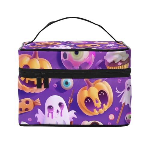 Mexpekil Make-up-Tasche, Reise-Kosmetiktasche, große Kapazität, Make-Up-Organizer, Aufbewahrungstasche, tragbare Kulturbeutel für Frauen und Mädchen, Niedliche Halloween-Süßigkeiten, Einheitsgröße von Mexpekil