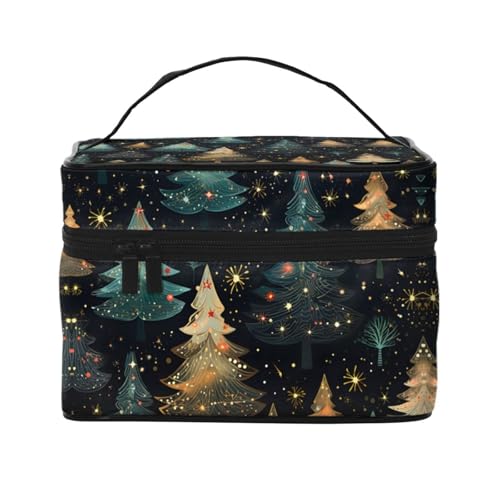 Mexpekil Make-up-Tasche, Reise-Kosmetiktasche, große Kapazität, Make-Up-Organizer, Aufbewahrungstasche, tragbare Kulturbeutel für Frauen und Mädchen, Weihnachtsbaum-Galaxie, Einheitsgröße von Mexpekil